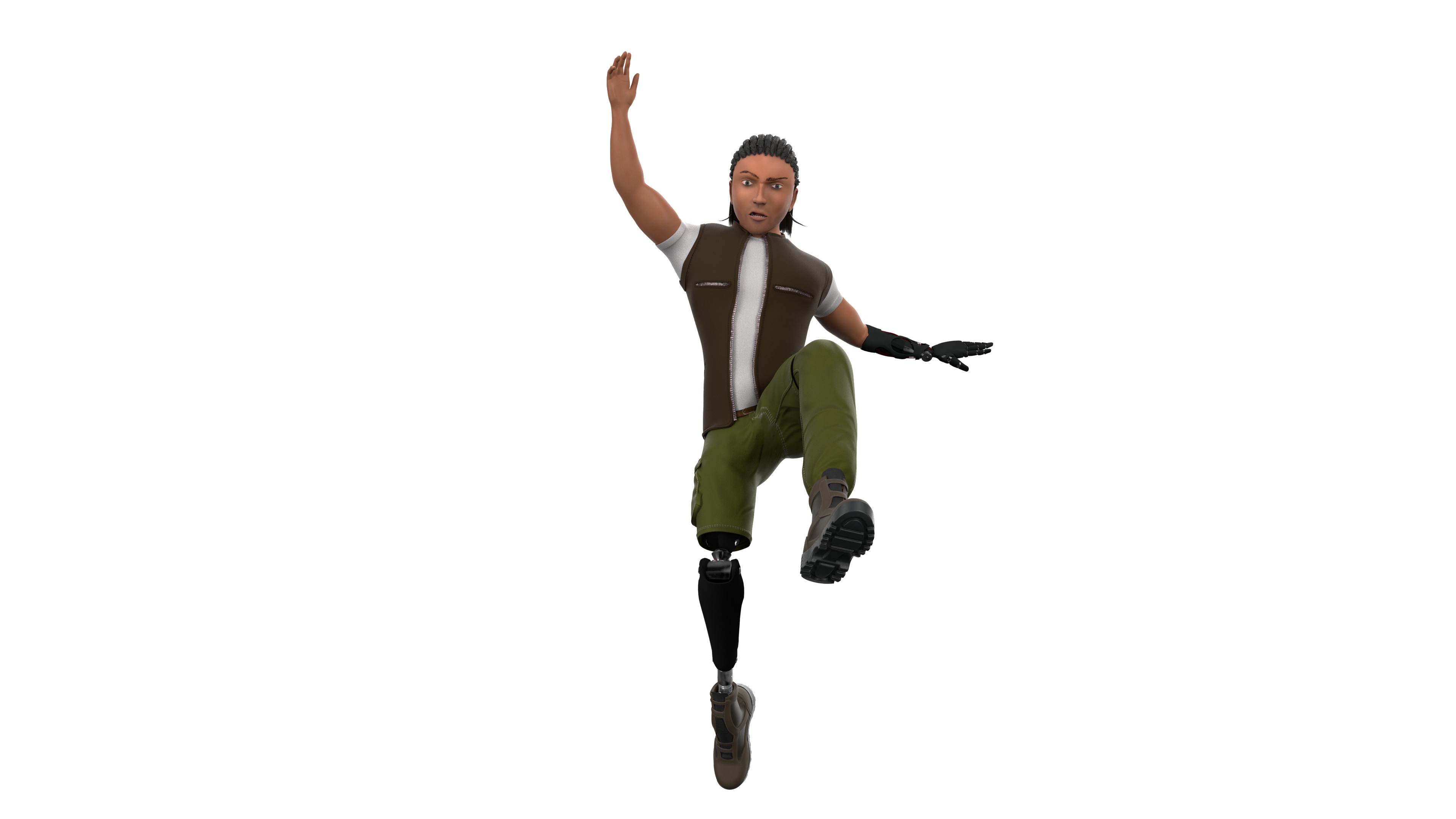 3D Semi-Realistic Fighter Character With Rig Low-poly 3D model_3