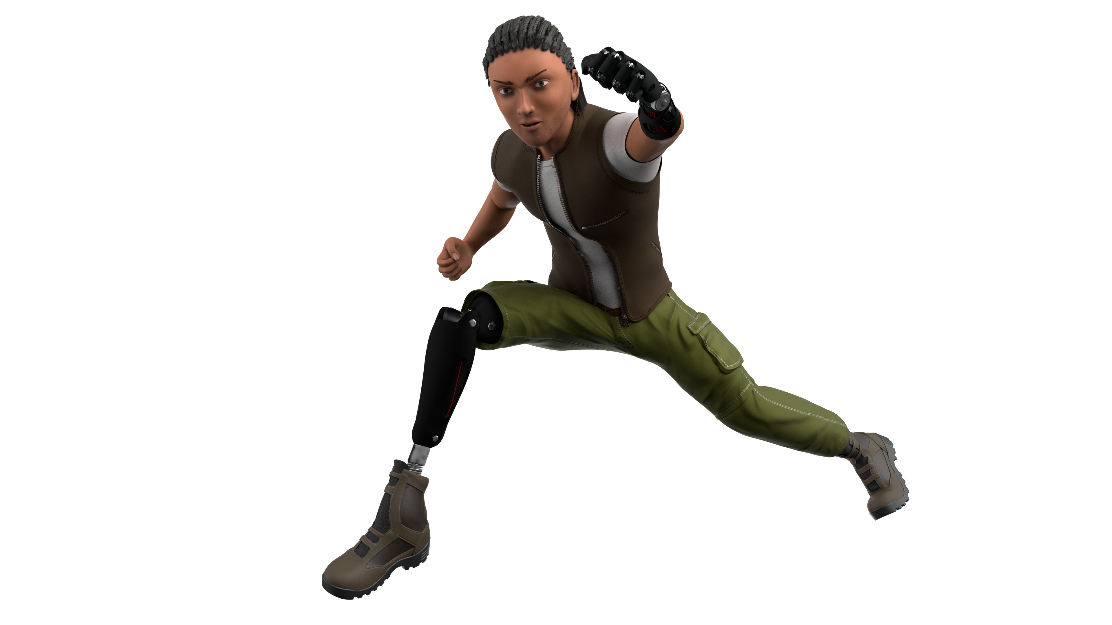 3D Semi-Realistic Fighter Character With Rig Low-poly 3D model_4