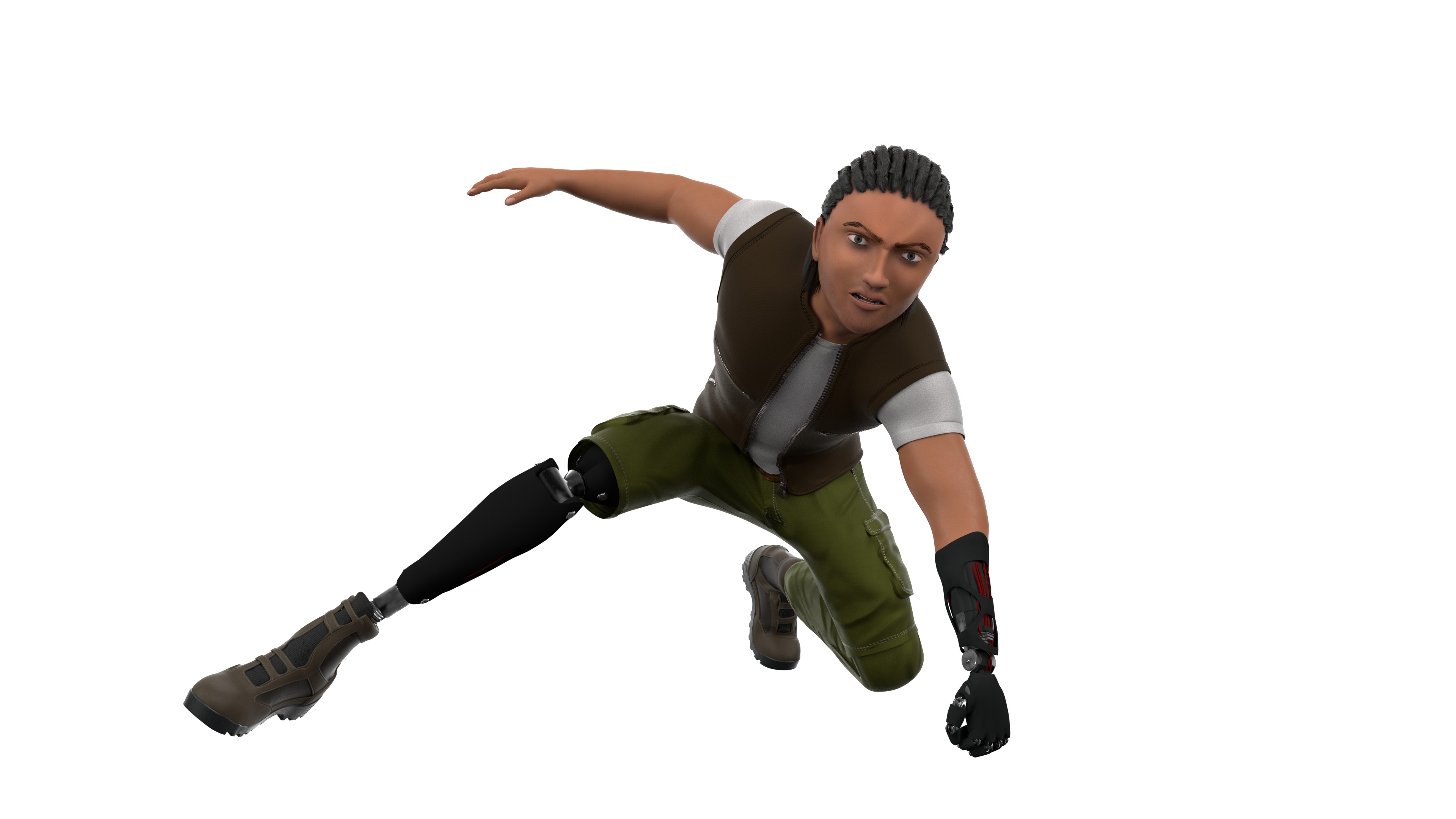 3D Semi-Realistic Fighter Character With Rig Low-poly 3D model_7