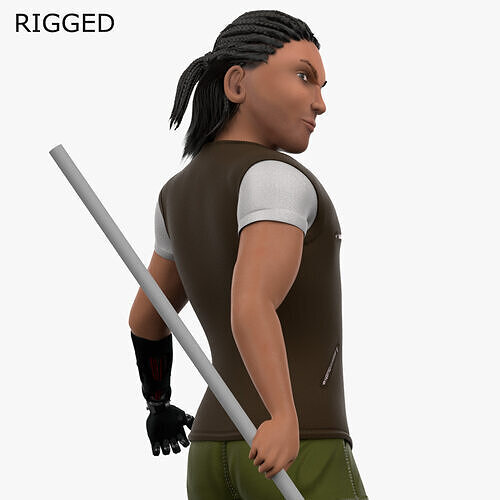 3D Semi-Realistic Fighter Character With Rig Low-poly 3D model