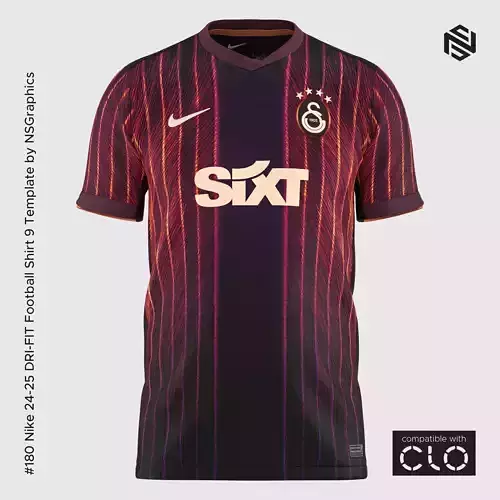 Nike 24-25 DRI-FIT Football Shirt 8 Template for CLO 3D
