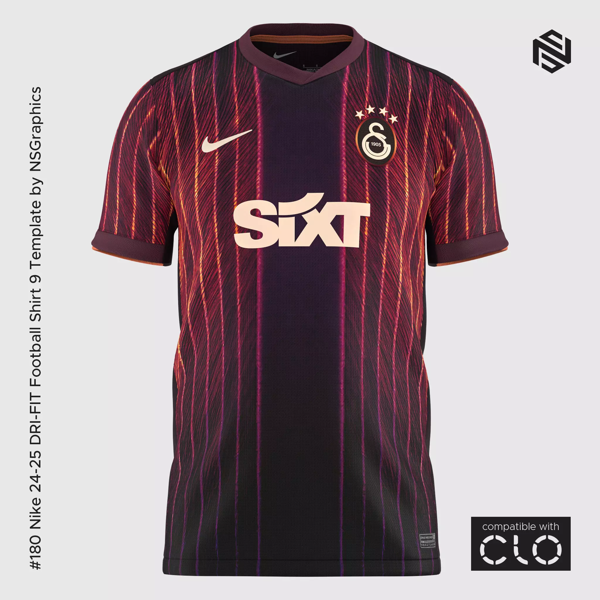 Nike 24-25 DRI-FIT Football Shirt 8 Template for CLO 3D 3D model