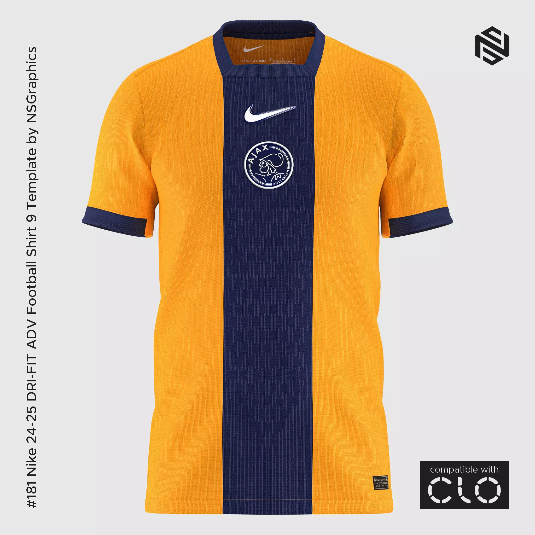 Nike 24-25 DRI-FIT ADV Football Shirt 9 Template for CLO 3D 3D model