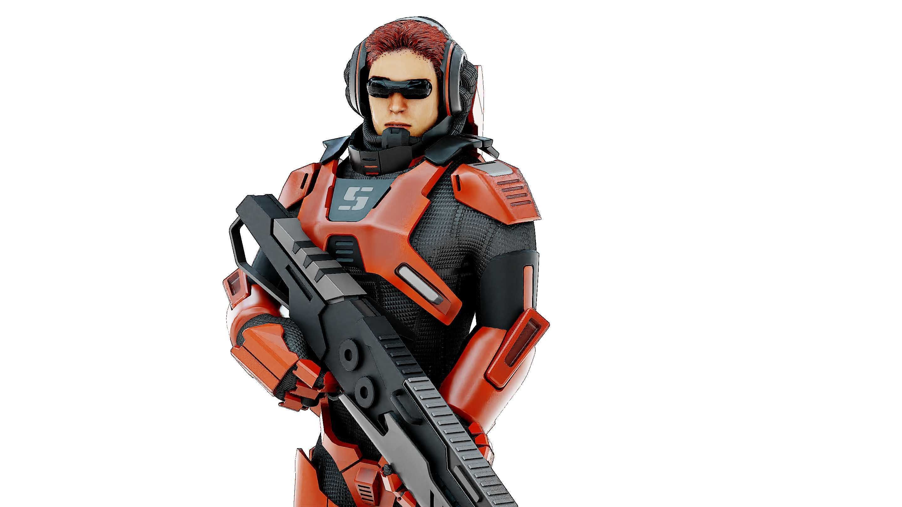 CYBORG SOLDIER RX-600 Rigged for Unreal Engine - Unity - MIXAMO 3D model_23