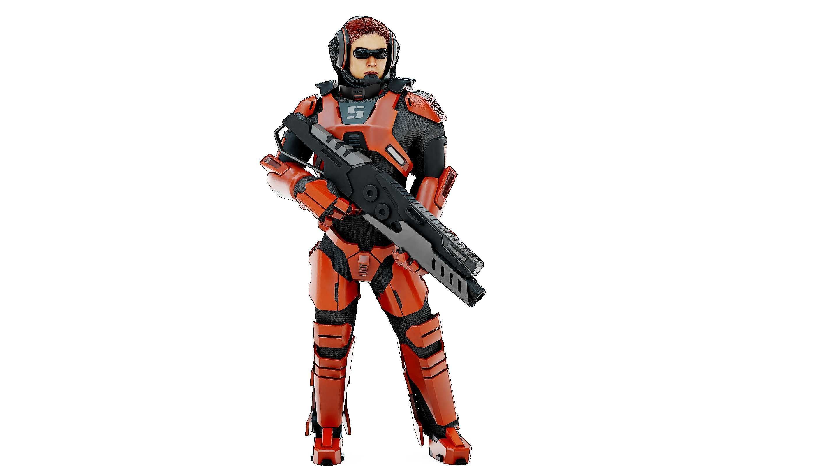 CYBORG SOLDIER RX-600 Rigged for Unreal Engine - Unity - MIXAMO 3D model_3