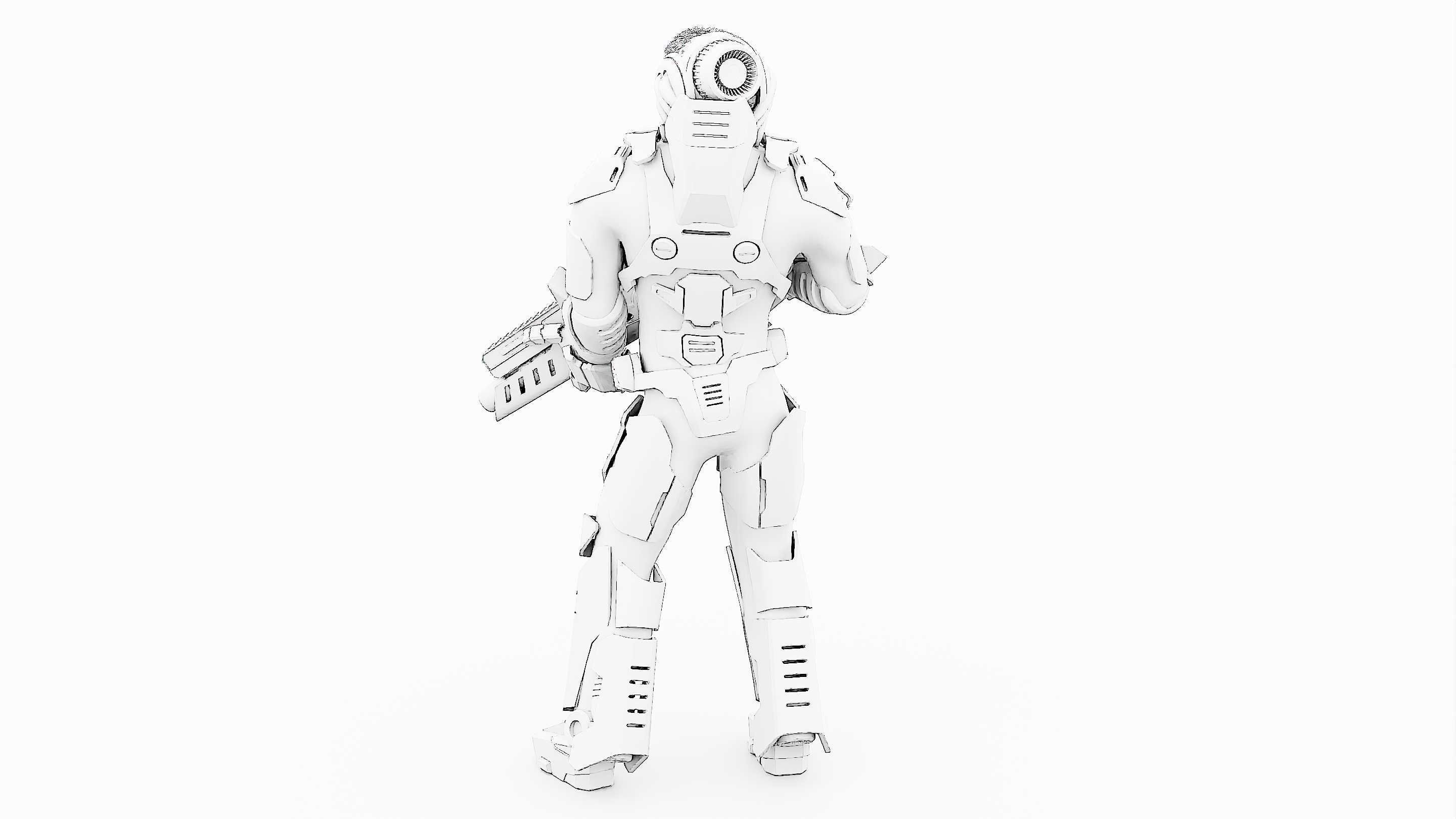 CYBORG SOLDIER RX-600 Rigged for Unreal Engine - Unity - MIXAMO 3D model_33