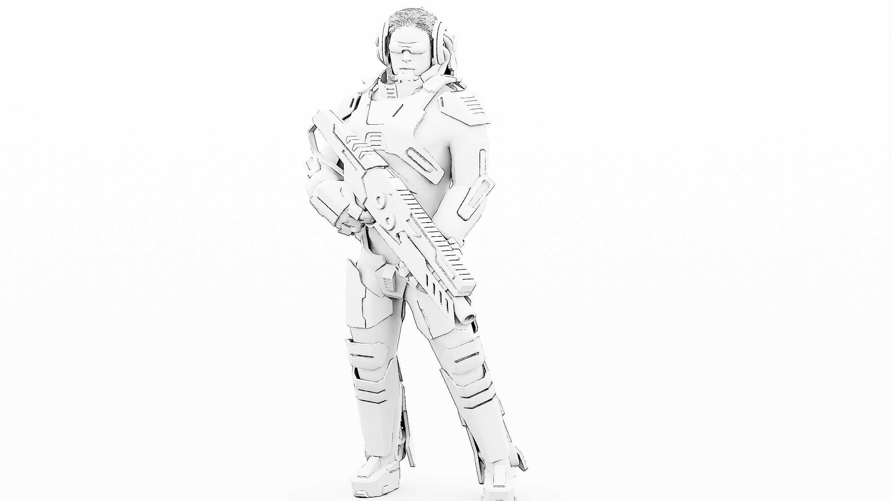 CYBORG SOLDIER RX-600 Rigged for Unreal Engine - Unity - MIXAMO 3D model_32