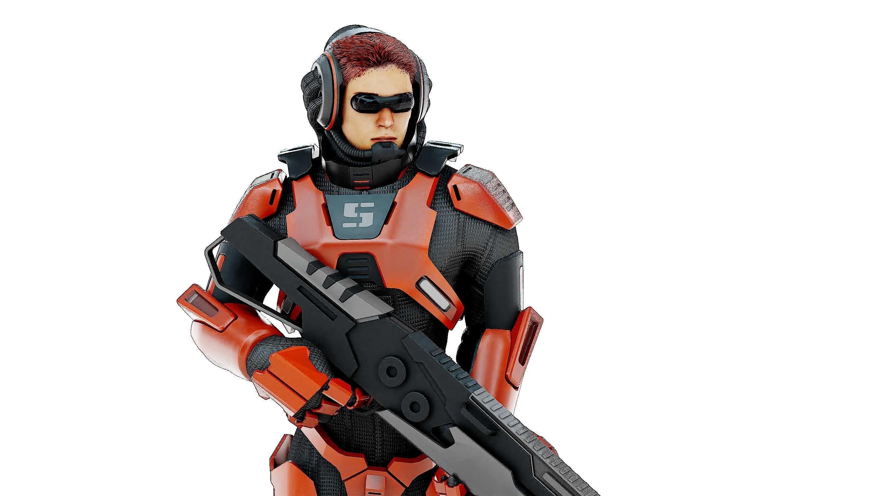 CYBORG SOLDIER RX-600 Rigged for Unreal Engine - Unity - MIXAMO 3D model_24