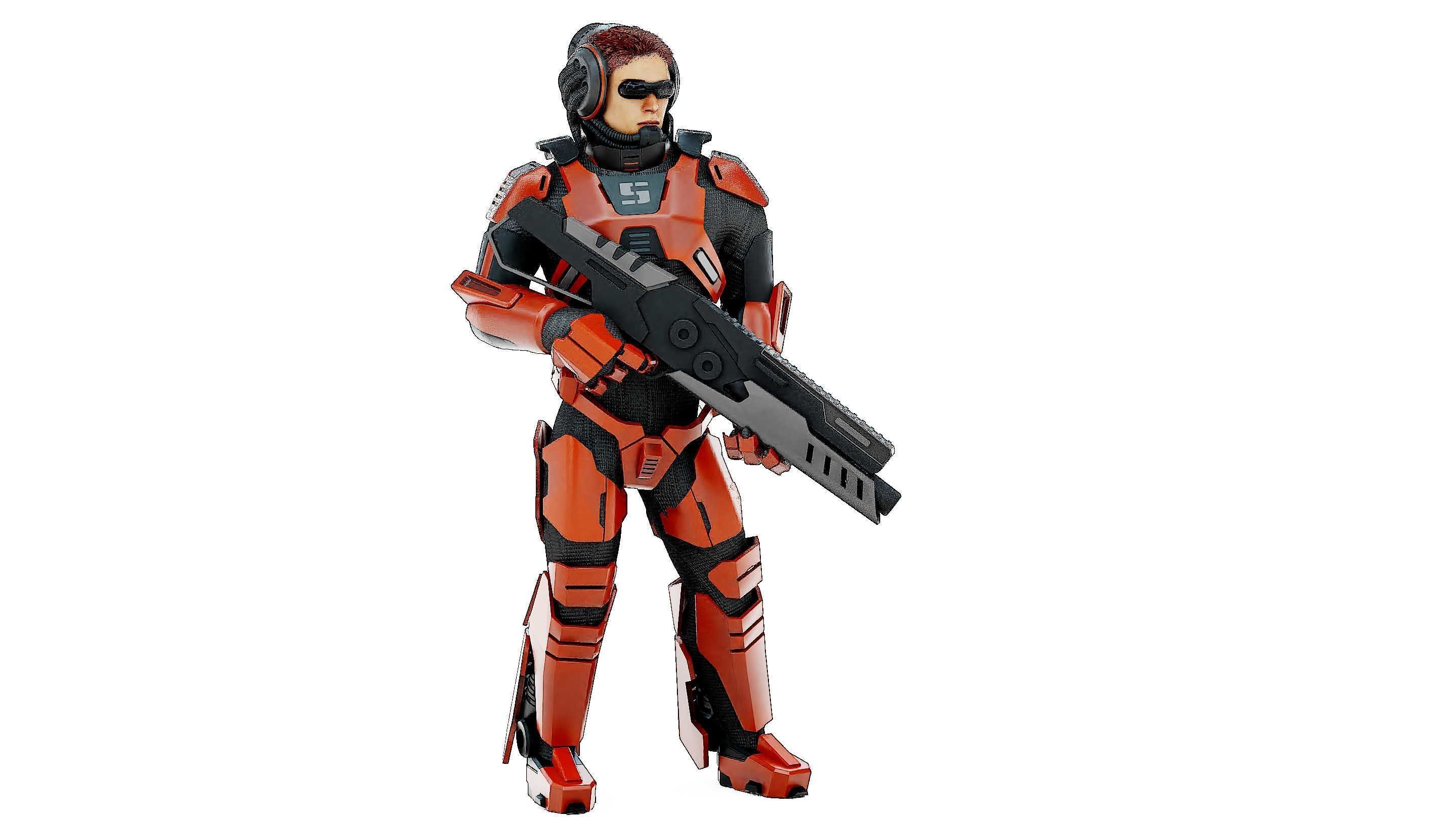 CYBORG SOLDIER RX-600 Rigged for Unreal Engine - Unity - MIXAMO 3D model_4