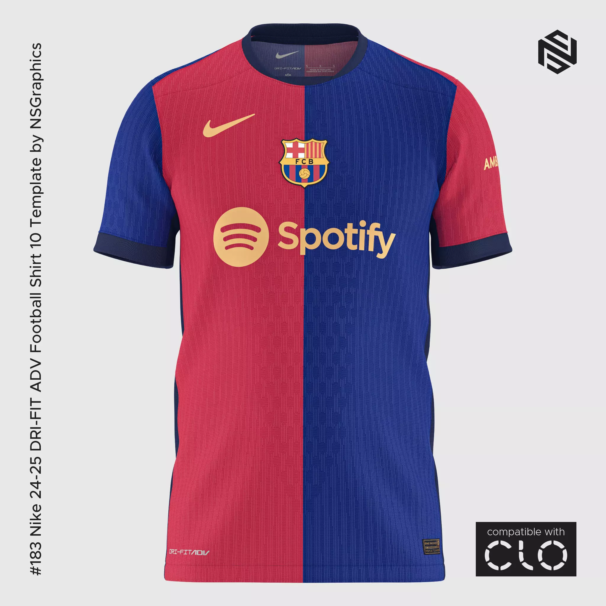 Nike 24-25 DRI-FIT ADV Football Shirt 10 Template for CLO 3D 3D model