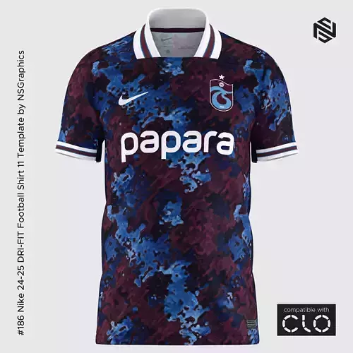 Nike 24-25 DRI-FIT Football Shirt 11 Template for CLO 3D