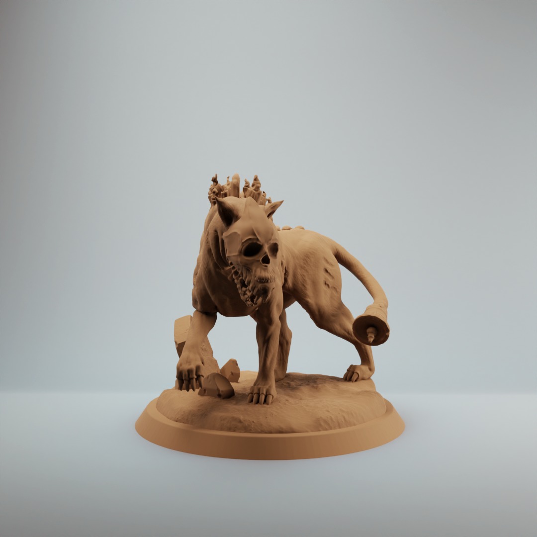 Undead skeleton hound hellhound - pre supported 3D print model_1