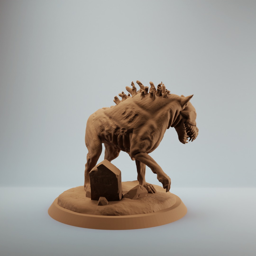 Undead skeleton hound hellhound - pre supported 3D print model_2