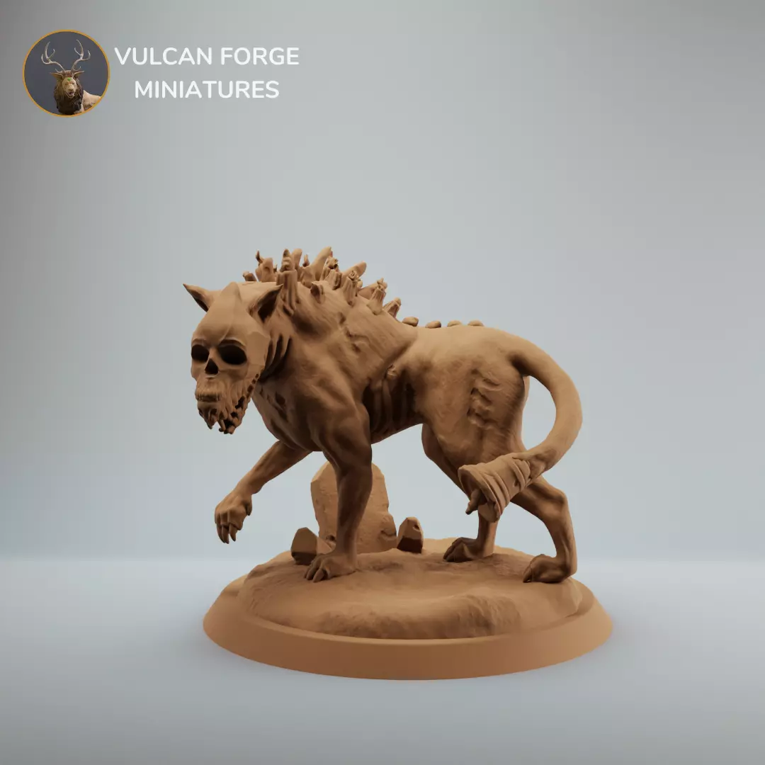 Undead skeleton hound hellhound - pre supported 3D print model_0