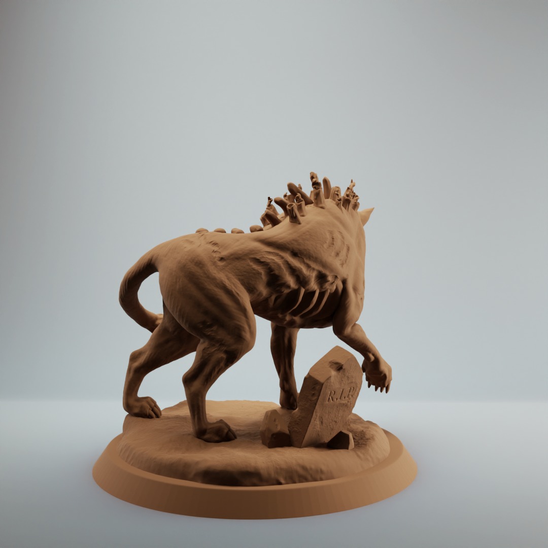 Undead skeleton hound hellhound - pre supported 3D print model_3