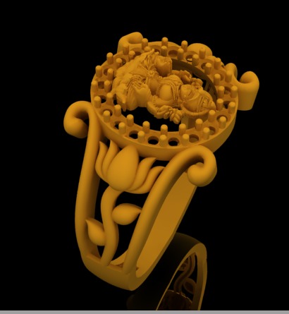 Lakshmi Devi Ring 3D print model_5