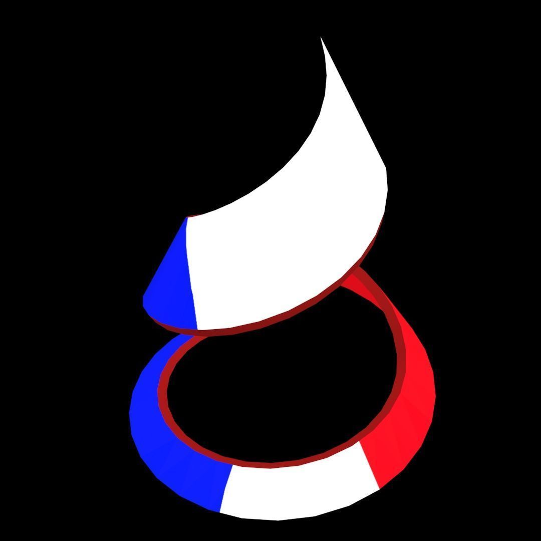 France Flag on double Helical Structure 3D model 3D model_56
