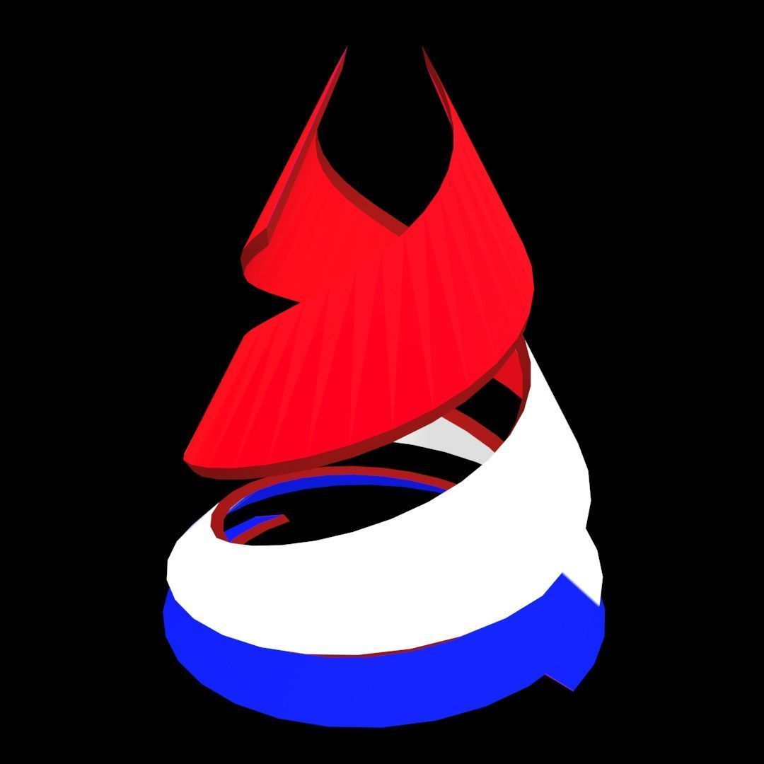 France Flag on double Helical Structure 3D model 3D model_7