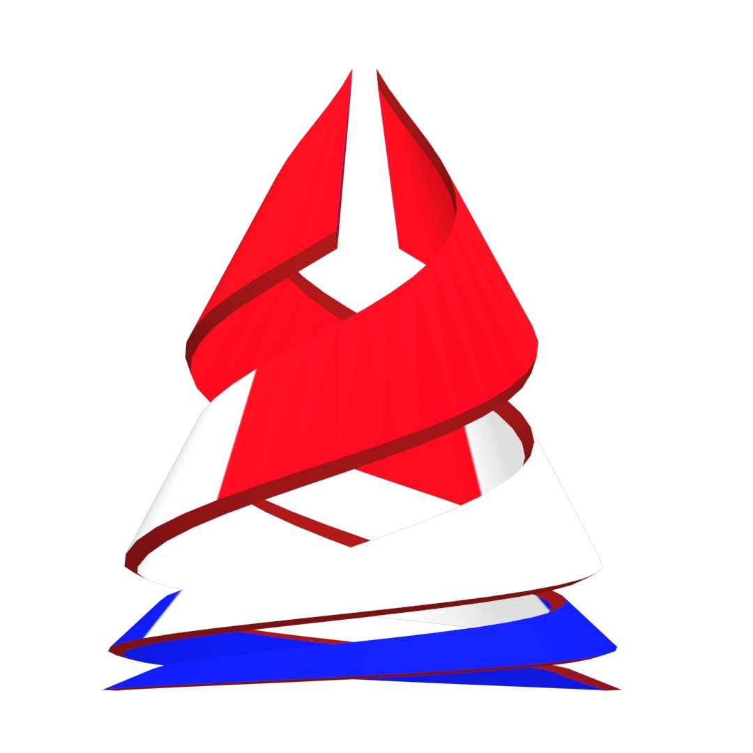 France Flag on double Helical Structure 3D model 3D model_12