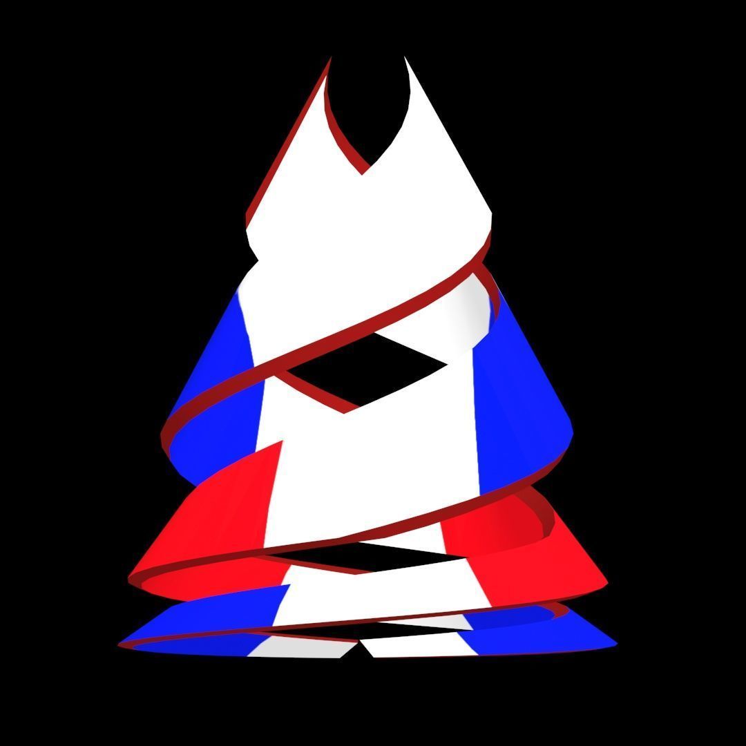 France Flag on double Helical Structure 3D model 3D model_60