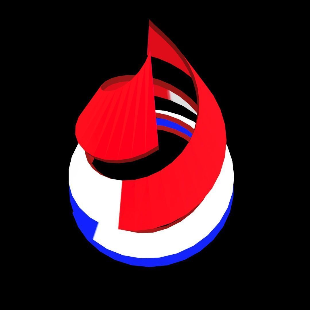 France Flag on double Helical Structure 3D model 3D model_17