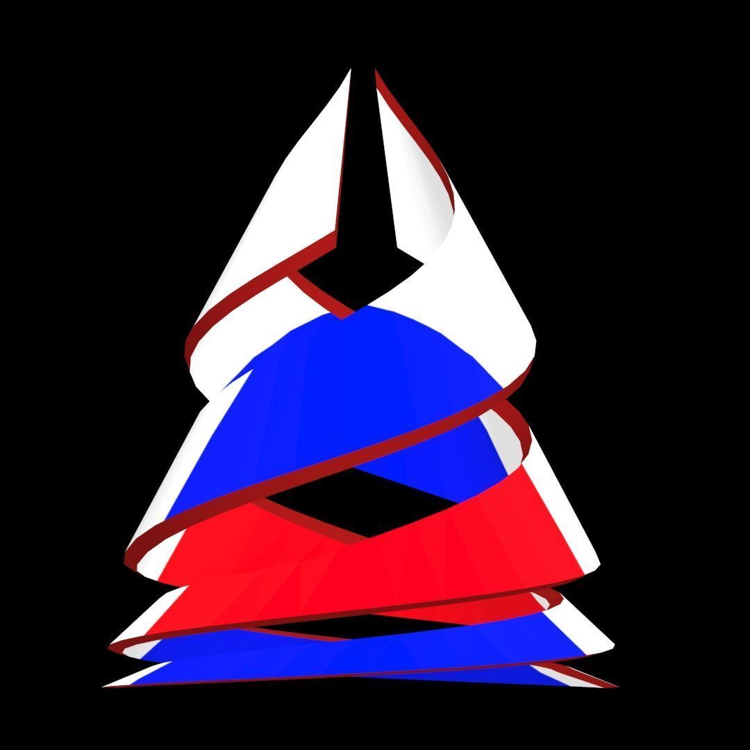 France Flag on double Helical Structure 3D model 3D model_65