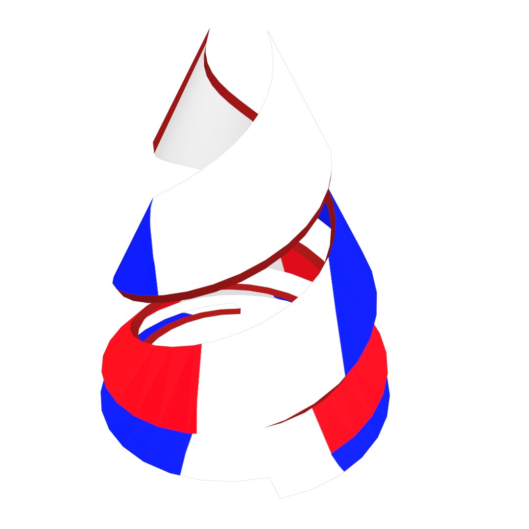 France Flag on double Helical Structure 3D model 3D model_64