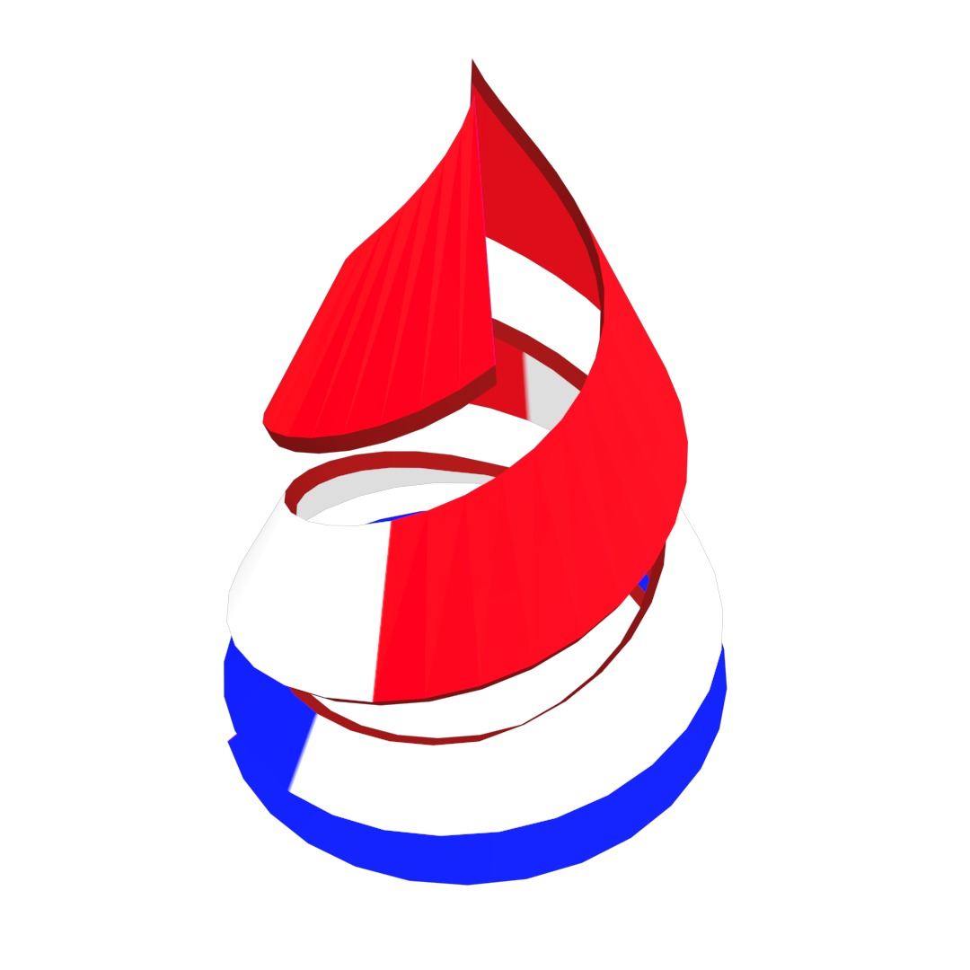 France Flag on double Helical Structure 3D model 3D model_14