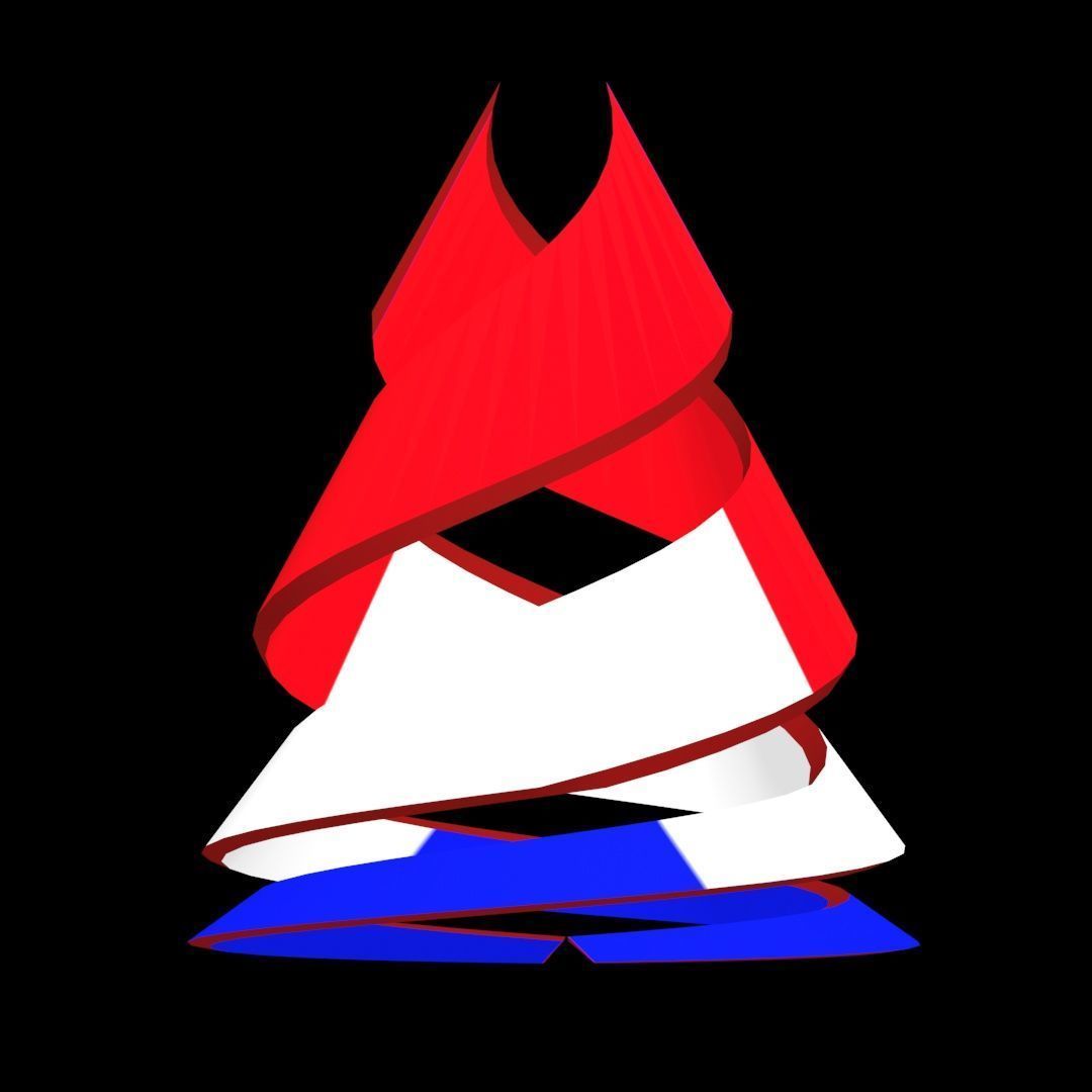 France Flag on double Helical Structure 3D model 3D model_15