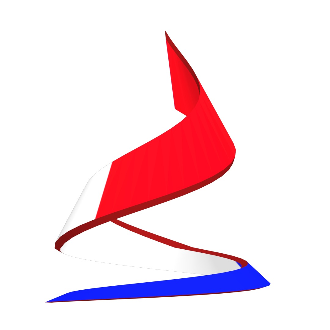 France Flag on double Helical Structure 3D model 3D model_5