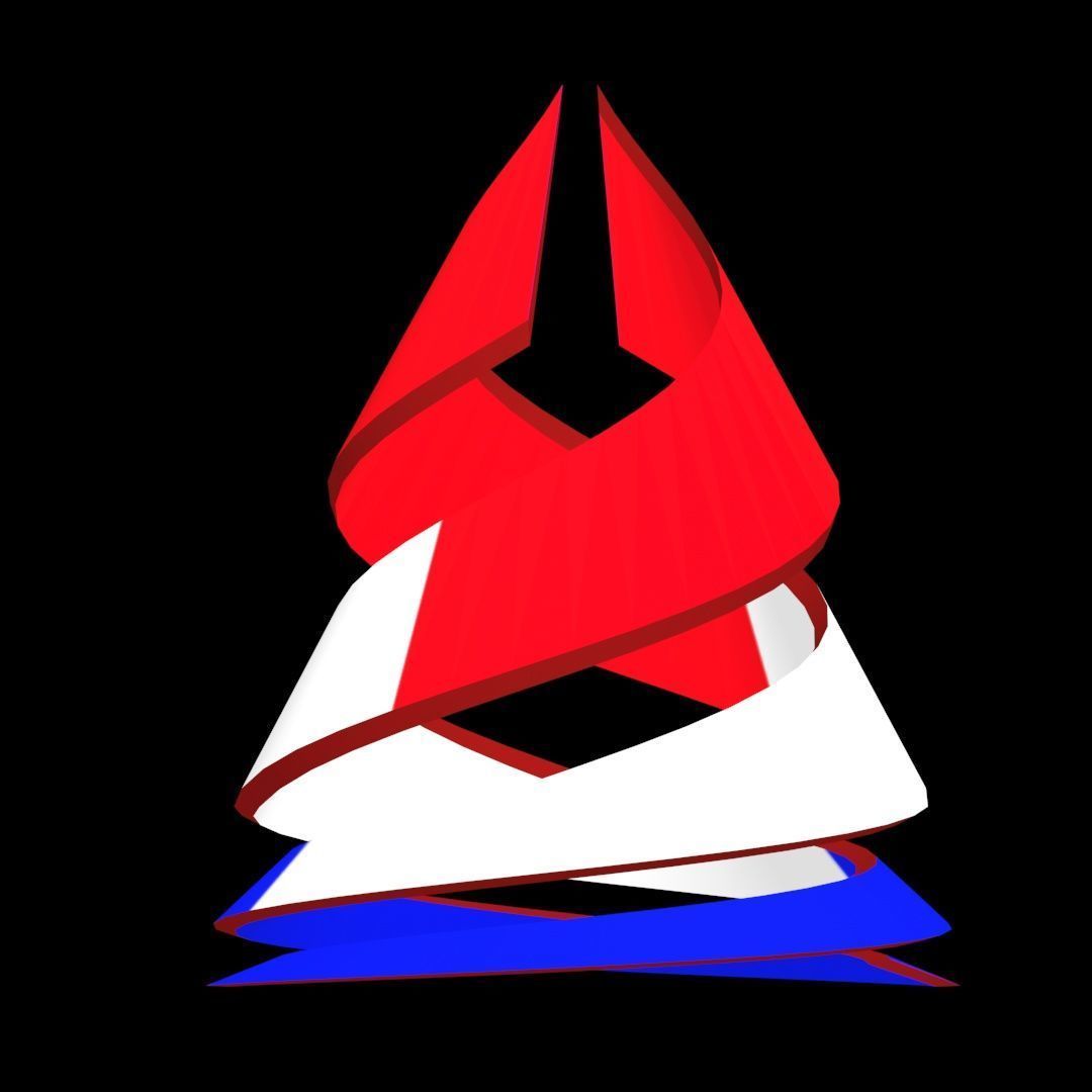 France Flag on double Helical Structure 3D model 3D model_6