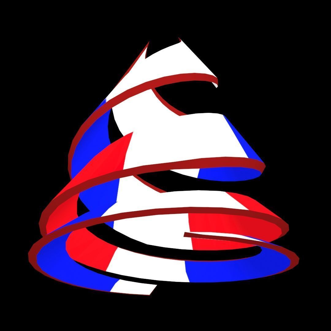 France Flag on double Helical Structure 3D model 3D model_53