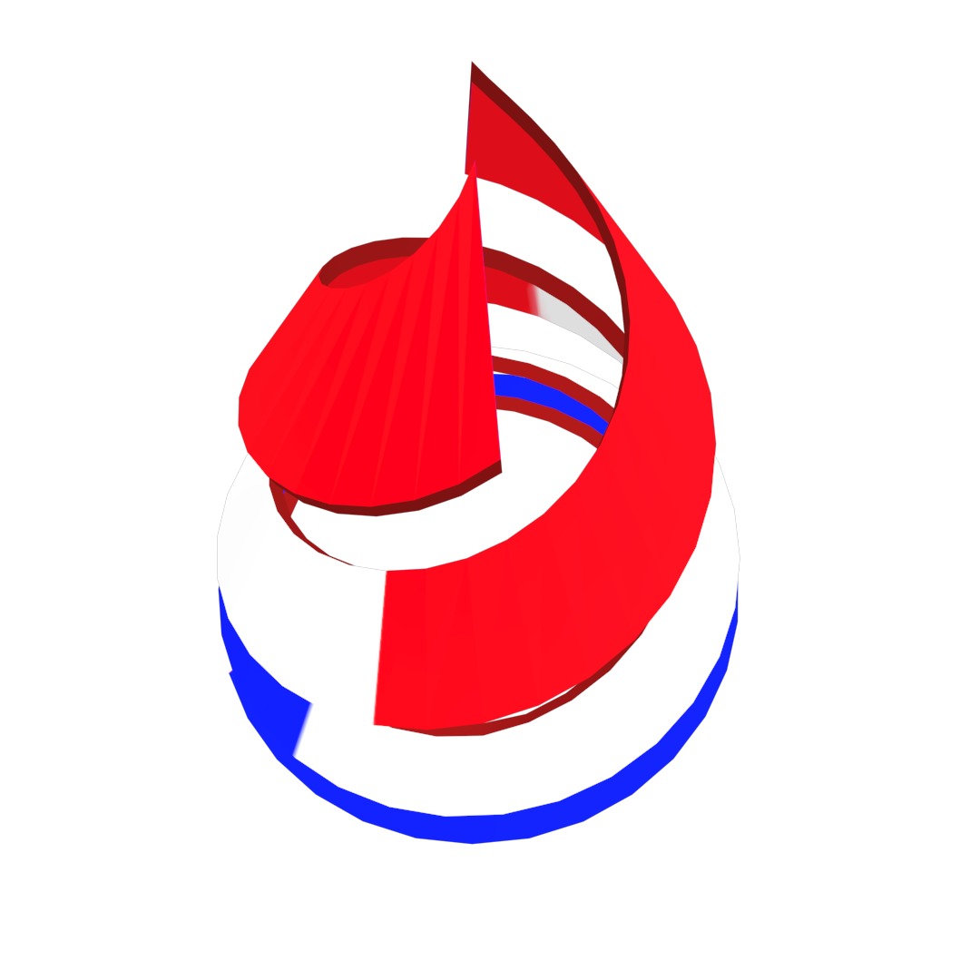 France Flag on double Helical Structure 3D model 3D model_18