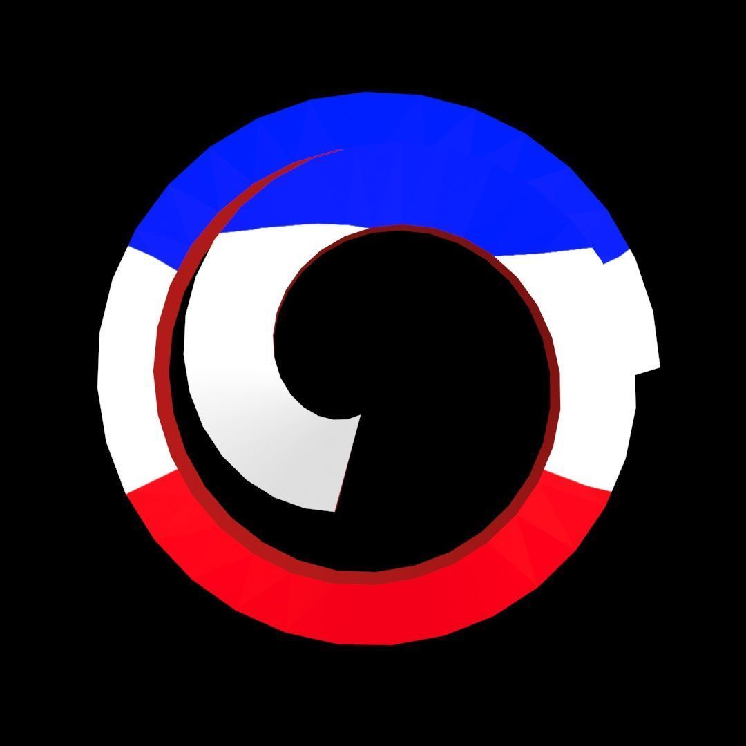 France Flag on double Helical Structure 3D model 3D model_32