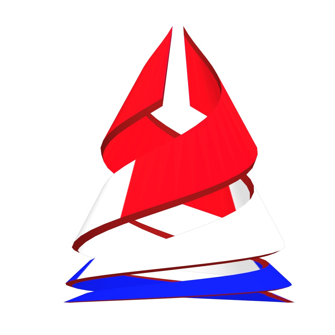 France Flag on double Helical Structure 3D model 3D model_2