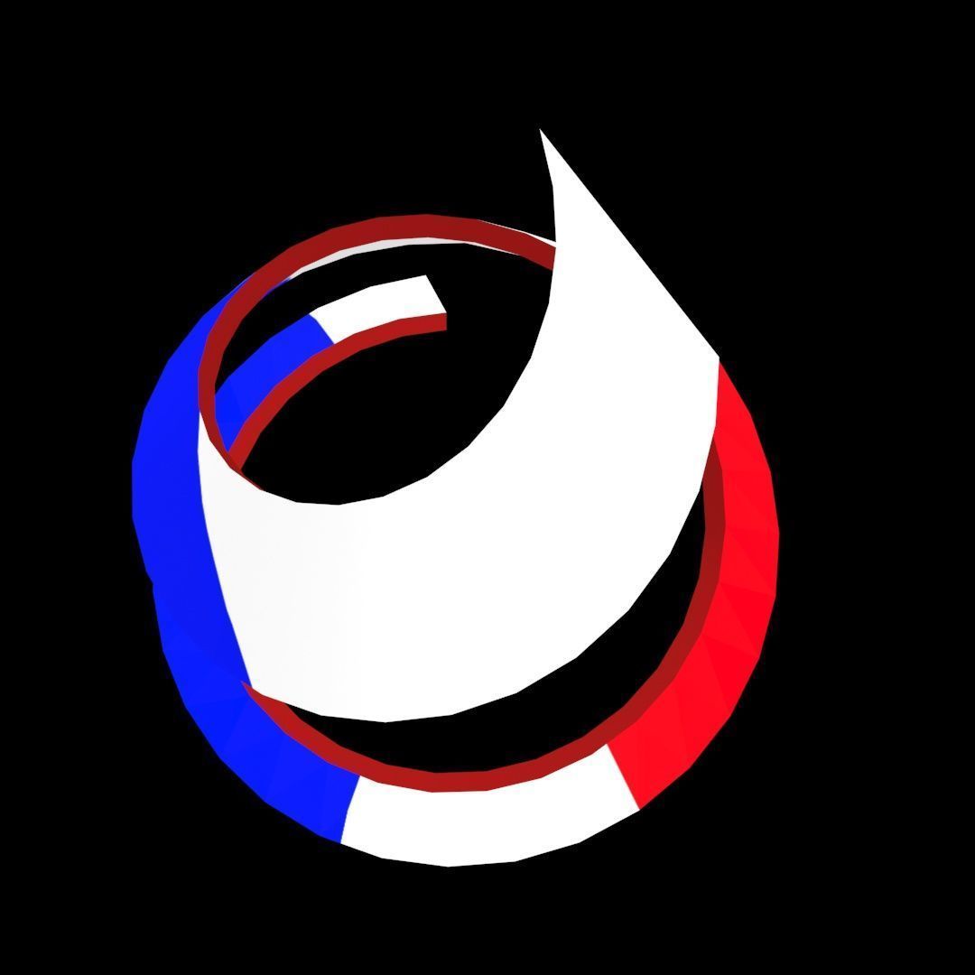 France Flag on double Helical Structure 3D model 3D model_58
