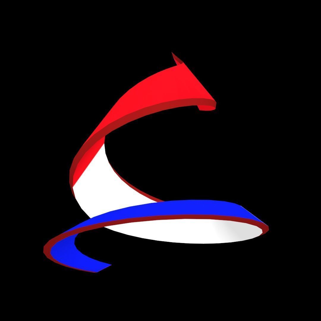 France Flag on double Helical Structure 3D model 3D model_38