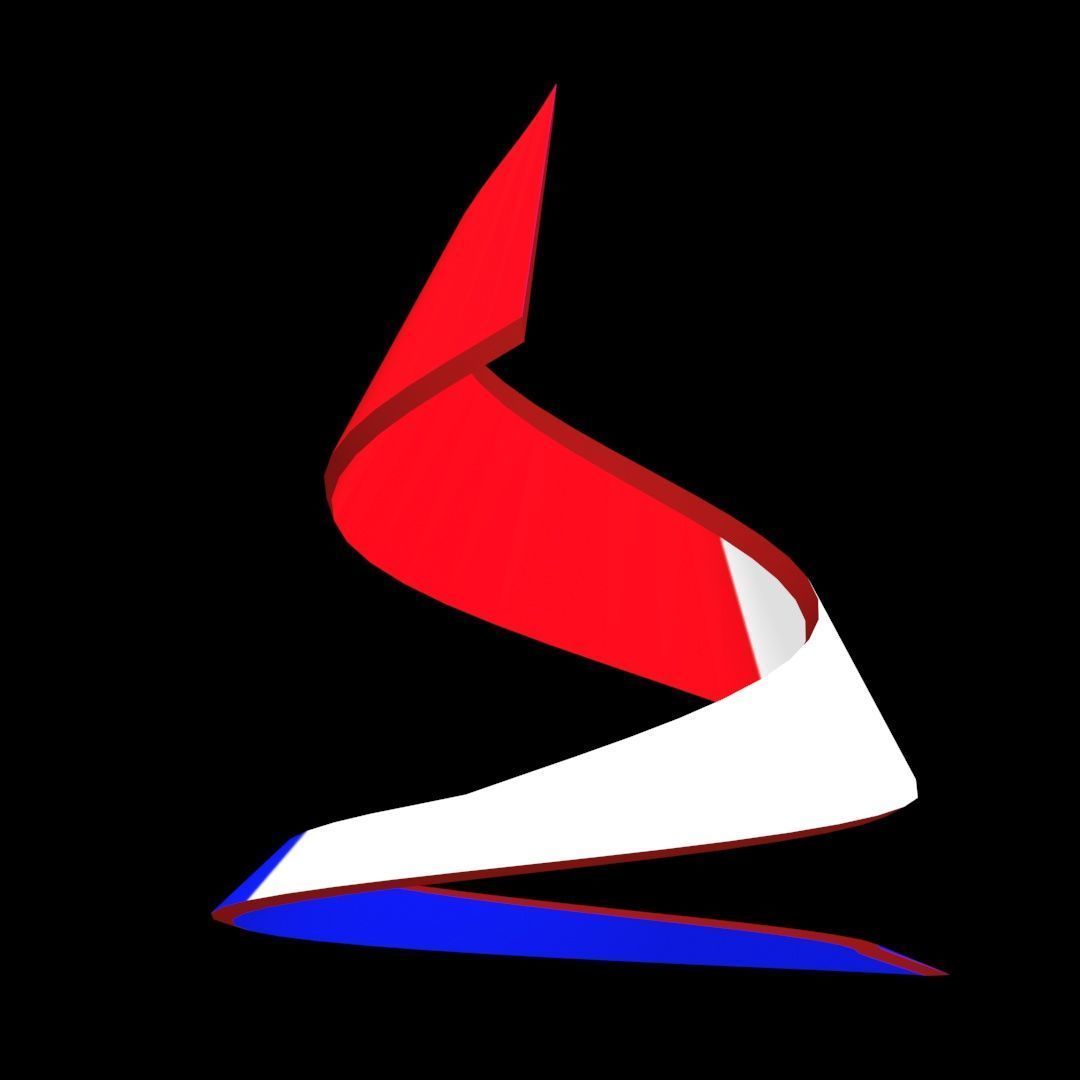 France Flag on double Helical Structure 3D model 3D model_30