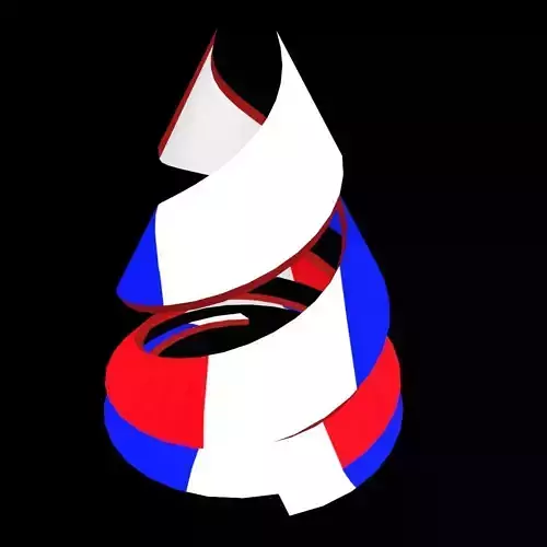 France Flag on double Helical Structure 3D model