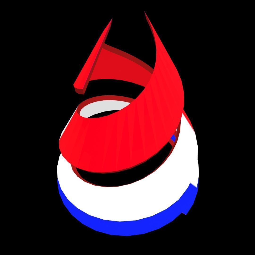 France Flag on double Helical Structure 3D model 3D model_23