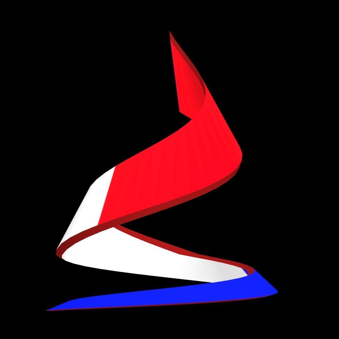 France Flag on double Helical Structure 3D model 3D model_1