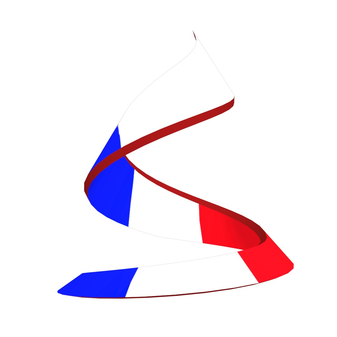 France Flag on double Helical Structure 3D model 3D model_51