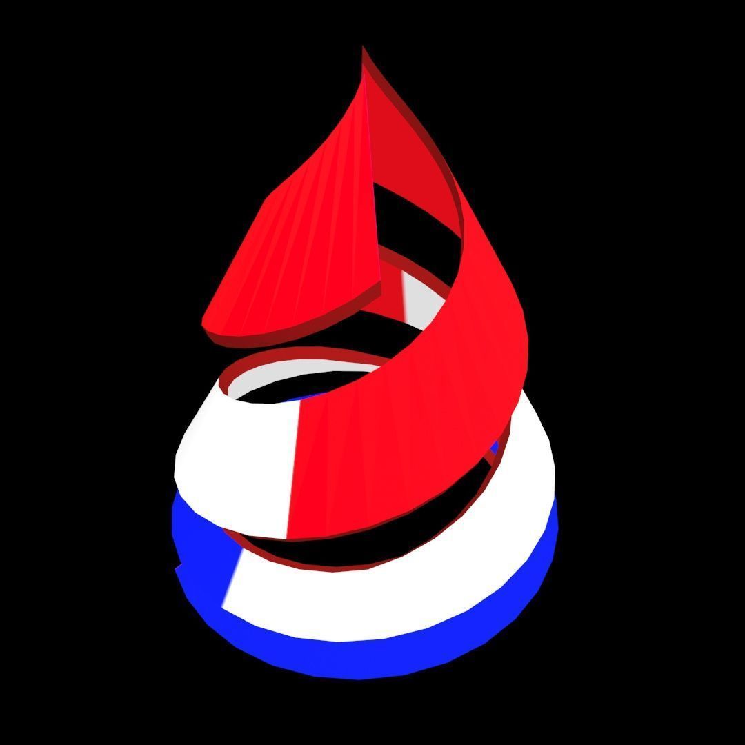 France Flag on double Helical Structure 3D model 3D model_13