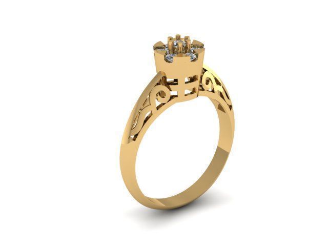 simple ring for daimonds 3D print model_6