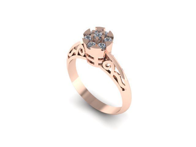 simple ring for daimonds 3D print model_2