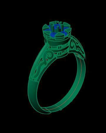 simple ring for daimonds 3D print model_12