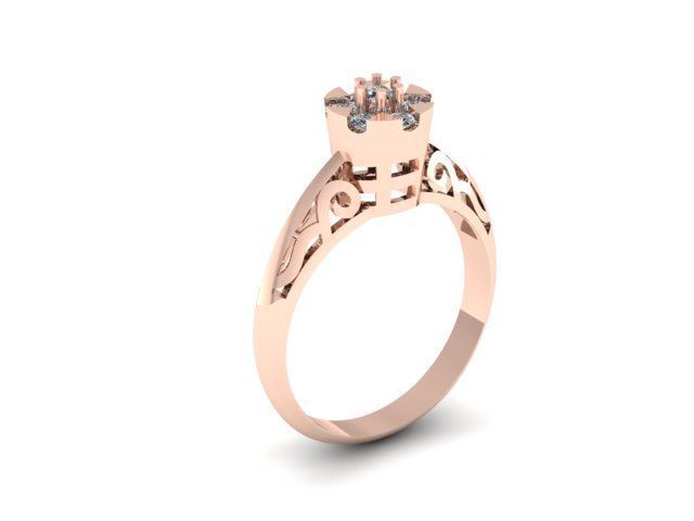 simple ring for daimonds 3D print model_8