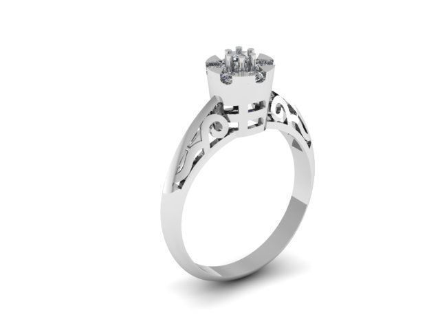 simple ring for daimonds 3D print model_7