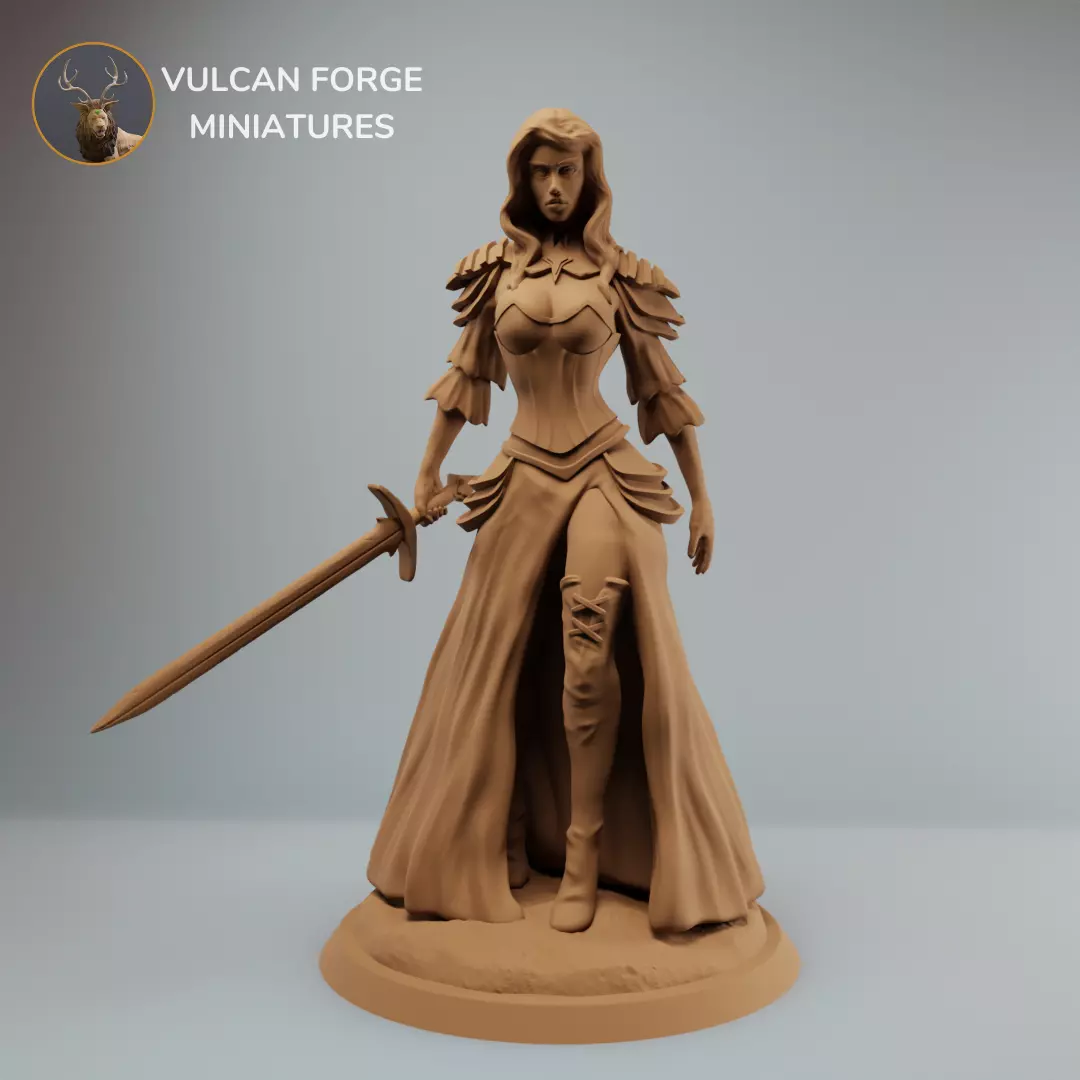 Vampire mistress female warrior with sword - 32 and 75mm scale 3D print model_0
