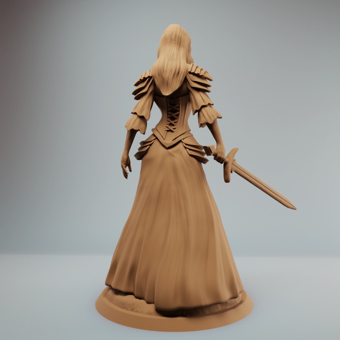 Vampire mistress female warrior with sword - 32 and 75mm scale 3D print model_2